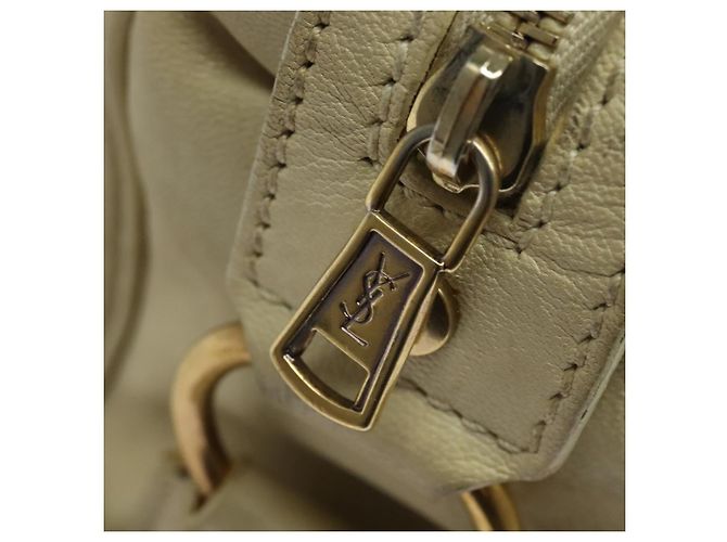 Borsa Tote in pelle beige oro SAINT LAURENT 169366 Auth bs28797 D'oro - vista 17