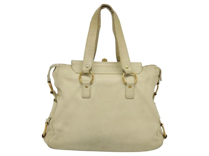 Borsa Tote in pelle beige oro SAINT LAURENT 169366 Auth bs28797 D'oro - vista 2