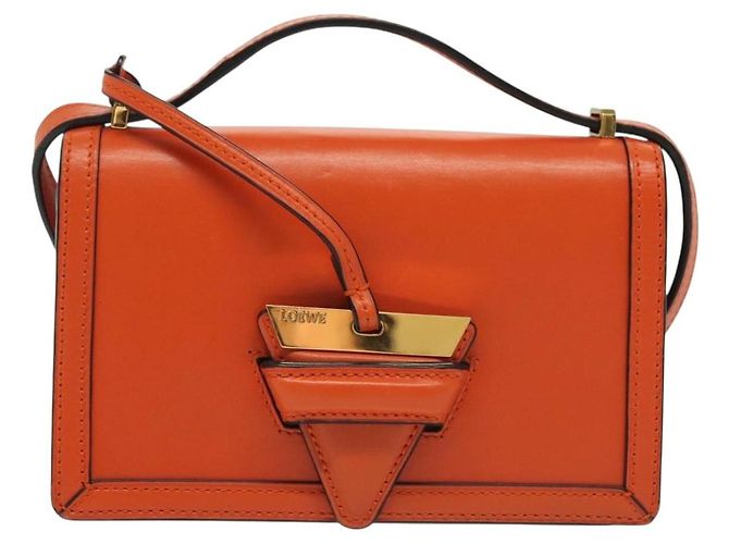 Borsa a Spalla LOEWE Barcellona in Pelle Arancione Auth BA4778 - vista 13
