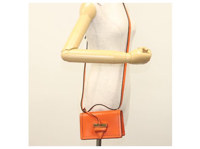 Borsa a Spalla LOEWE Barcellona in Pelle Arancione Auth BA4778 - vista 23