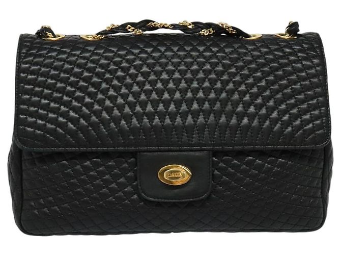 BALLY Borsa a Spalla con Catena Pelle Nera Oro Auth 138837 Nero D'oro - vista 13