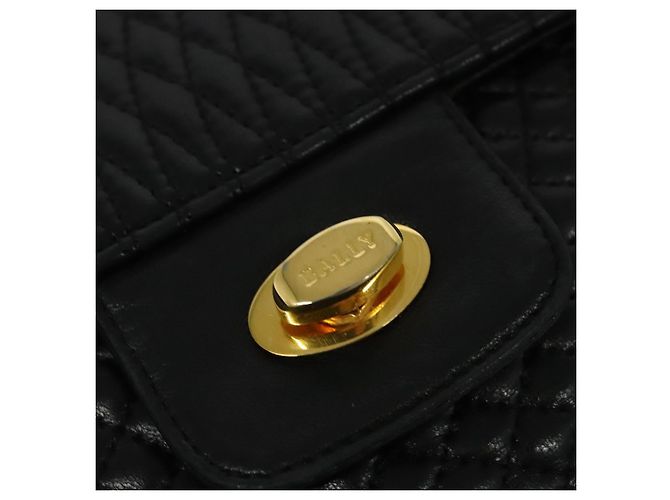 BALLY Borsa a Spalla con Catena Pelle Nera Oro Auth 138837 Nero D'oro - vista 18