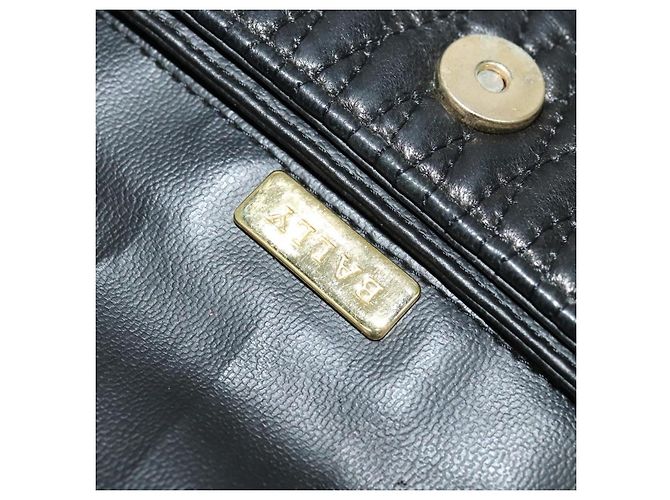 BALLY Borsa a Spalla con Catena Pelle Nera Oro Auth 138837 Nero D'oro - vista 20