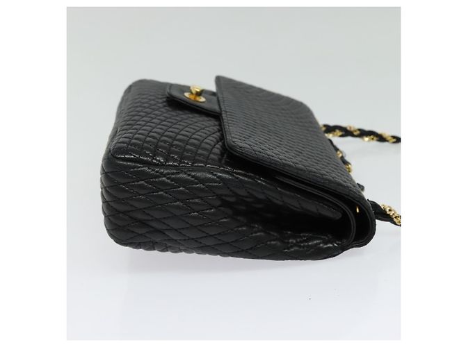 BALLY Borsa a Spalla con Catena Pelle Nera Oro Auth 138837 Nero D'oro - vista 4