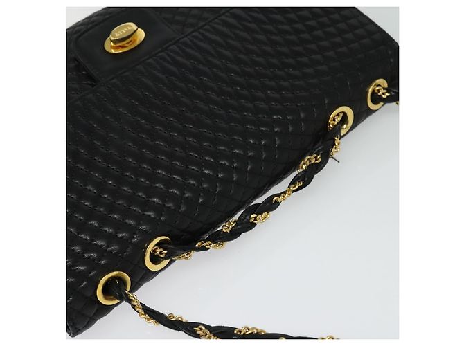 BALLY Borsa a Spalla con Catena Pelle Nera Oro Auth 138837 Nero D'oro - vista 6