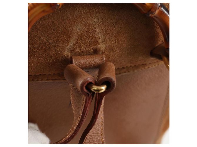 Bamboo Mochila de Bambú GUCCI Ante Marrón Oro 003 1705 0030 Auth BA4691 Castaño Dorado - vista 10