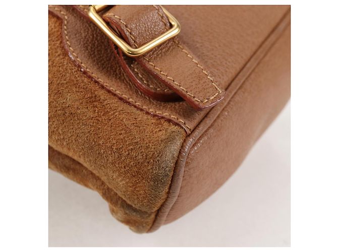 Bamboo Mochila de Bambú GUCCI Ante Marrón Oro 003 1705 0030 Auth BA4691 Castaño Dorado - vista 18