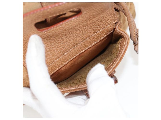 Bamboo Mochila de Bambú GUCCI Ante Marrón Oro 003 1705 0030 Auth BA4691 Castaño Dorado - vista 20