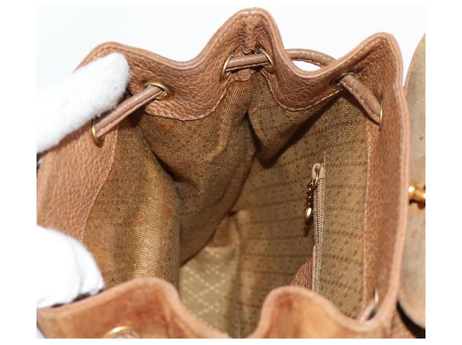 Bamboo Mochila de Bambú GUCCI Ante Marrón Oro 003 1705 0030 Auth BA4691 Castaño Dorado - vista 22