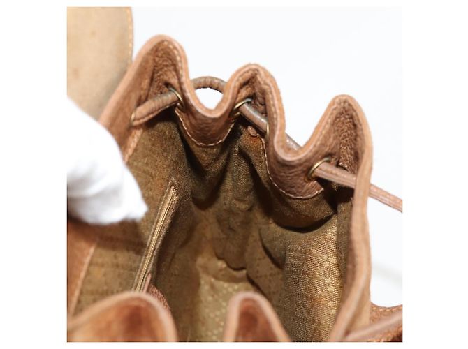 Bamboo Mochila de Bambú GUCCI Ante Marrón Oro 003 1705 0030 Auth BA4691 Castaño Dorado - vista 23