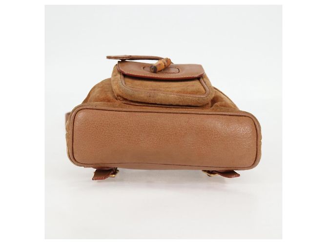 Bamboo Mochila de Bambú GUCCI Ante Marrón Oro 003 1705 0030 Auth BA4691 Castaño Dorado - vista 5
