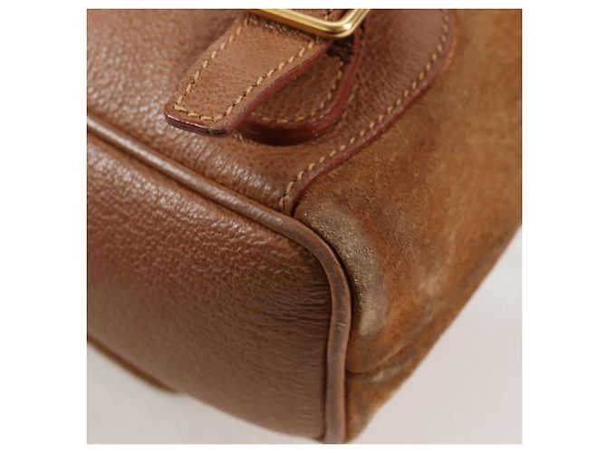 Bamboo Mochila de Bambú GUCCI Ante Marrón Oro 003 1705 0030 Auth BA4691 Castaño Dorado - vista 9