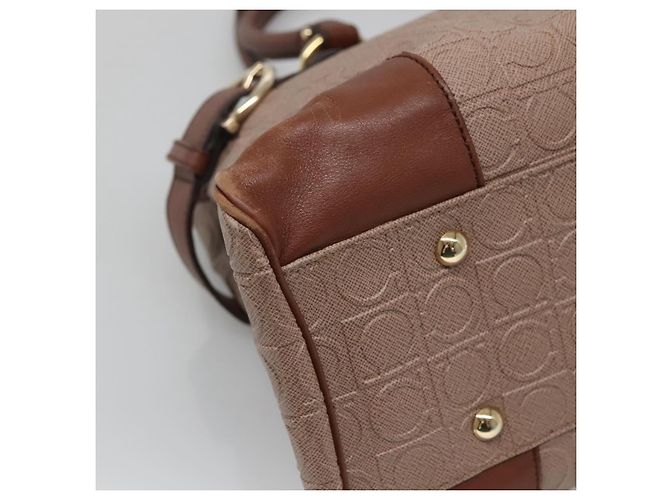 Borsa Tote Gancini in Pelle Marrone e Oro Auth 138354 di Salvatore Ferragamo - vista 15