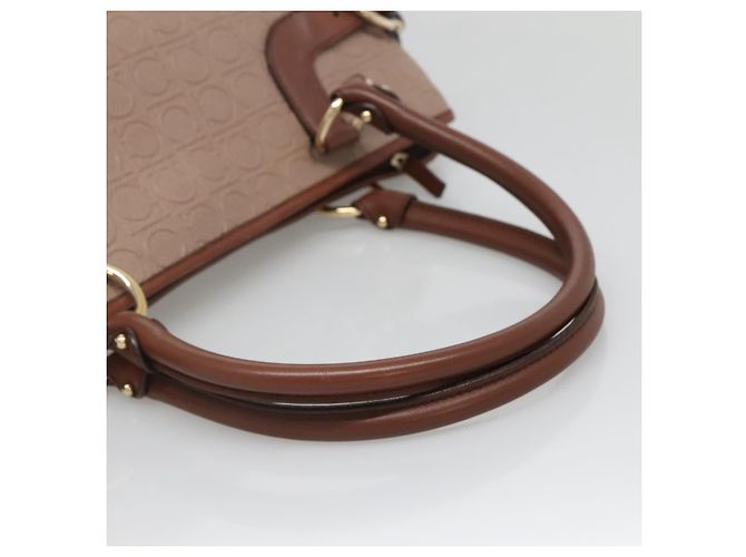 Borsa Tote Gancini in Pelle Marrone e Oro Auth 138354 di Salvatore Ferragamo - vista 7