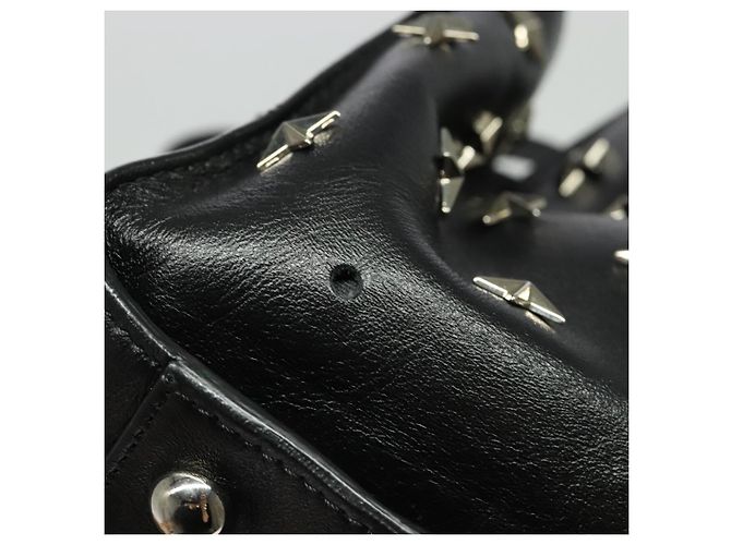 Borsa a mano in pelle Valentino con borchie 2 in 1 nera argento autentica bs28756 Nero - vista 10