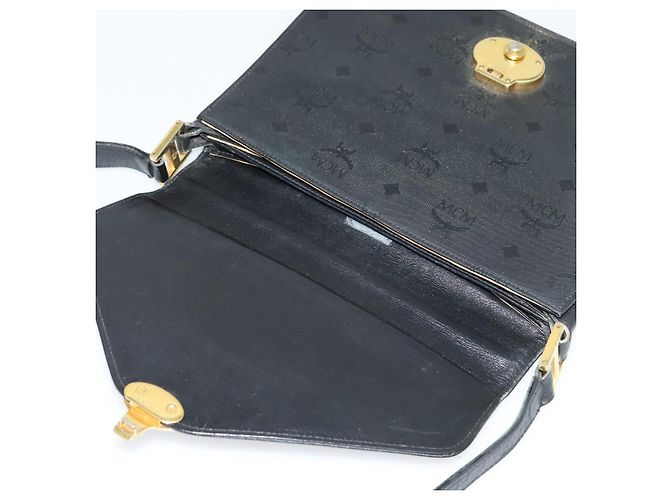 Borsa a spalla MCM Vicetos Logogram PVC Nero Oro Auth BA2965 D'oro - vista 16