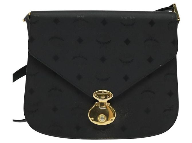 Borsa a spalla MCM Vicetos Logogram PVC Nero Oro Auth BA2965 D'oro - vista 2