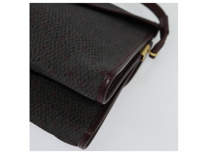 Bolso de Hombro SAINT LAURENT de Lona Recubierta Burdeos Oro Auth BA4193 Dorado - vista 11