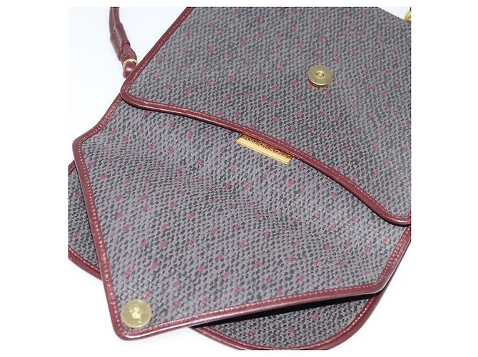Bolso de Hombro SAINT LAURENT de Lona Recubierta Burdeos Oro Auth BA4193 Dorado - vista 15