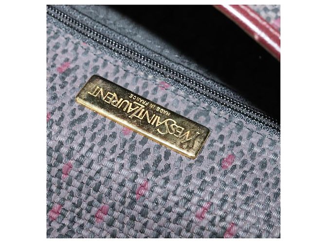 Bolso de Hombro SAINT LAURENT de Lona Recubierta Burdeos Oro Auth BA4193 Dorado - vista 16