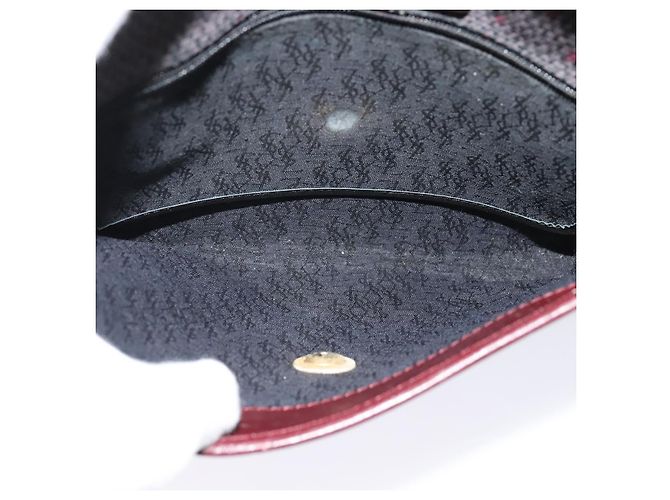 Bolso de Hombro SAINT LAURENT de Lona Recubierta Burdeos Oro Auth BA4193 Dorado - vista 17
