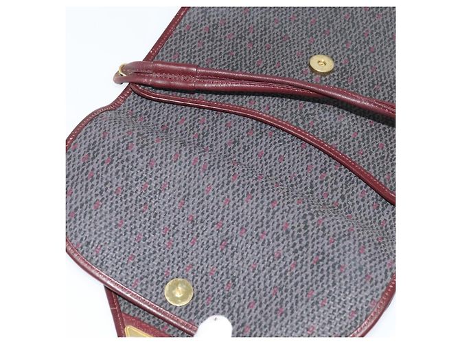 Bolso de Hombro SAINT LAURENT de Lona Recubierta Burdeos Oro Auth BA4193 Dorado - vista 21
