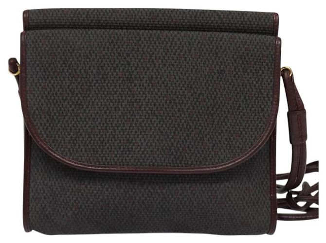 Bolso de Hombro SAINT LAURENT de Lona Recubierta Burdeos Oro Auth BA4193 Dorado - vista 3