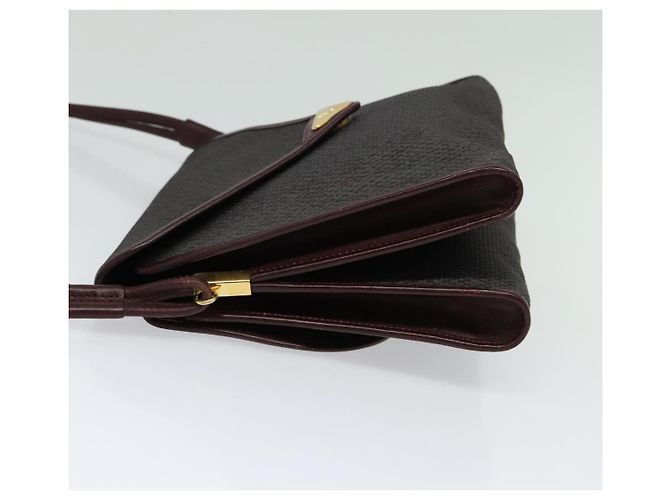 Bolso de Hombro SAINT LAURENT de Lona Recubierta Burdeos Oro Auth BA4193 Dorado - vista 4
