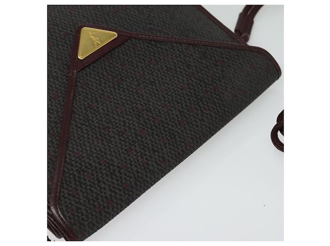 Bolso de Hombro SAINT LAURENT de Lona Recubierta Burdeos Oro Auth BA4193 Dorado - vista 6