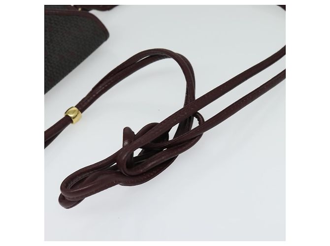 Bolso de Hombro SAINT LAURENT de Lona Recubierta Burdeos Oro Auth BA4193 Dorado - vista 7