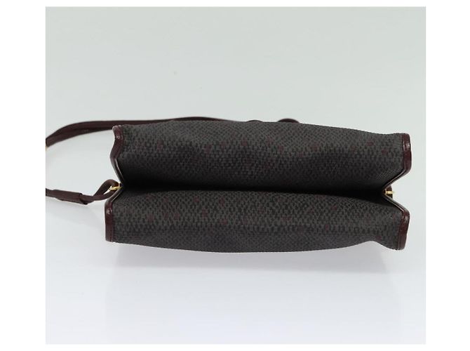 Bolso de Hombro SAINT LAURENT de Lona Recubierta Burdeos Oro Auth BA4193 Dorado - vista 9