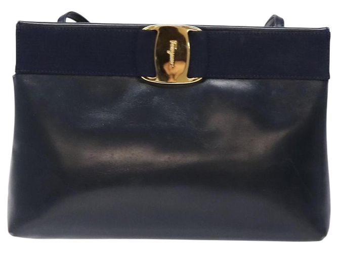 Borsa a Spalla Vala in Pelle Nera e Oro Auth 138416 di Salvatore Ferragamo Nero D'oro - vista 13