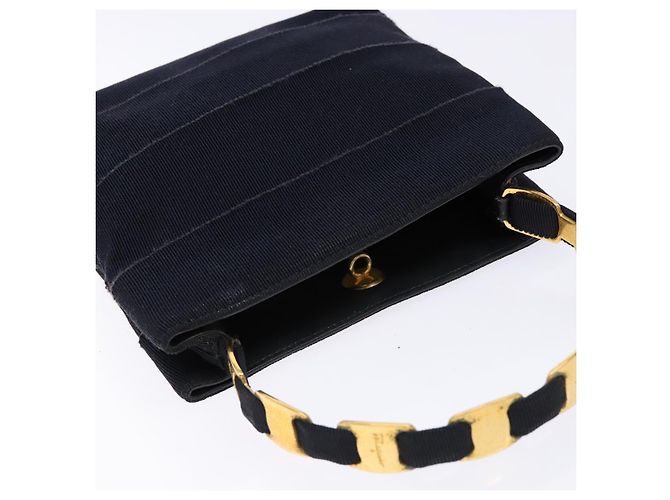 Borsa Vala in tela nera e oro Auth 138464 di Salvatore Ferragamo Nero D'oro - vista 6