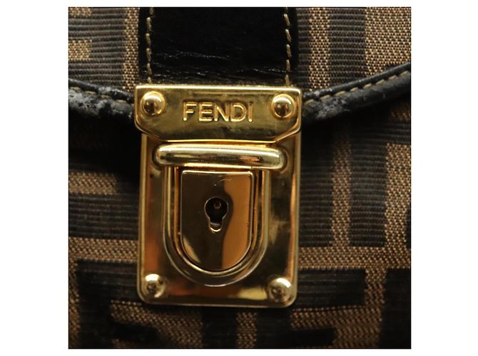 FENDI Zucca Canvas Rucksack Schwarz Braun Auth 134435 - Ansicht 19