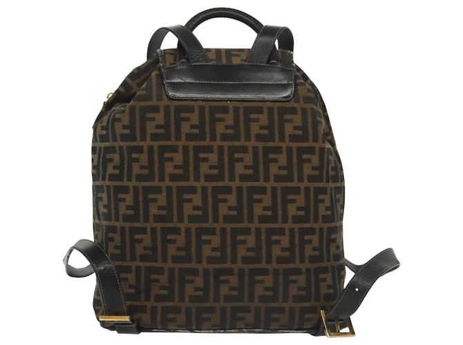 FENDI Zucca Canvas Rucksack Schwarz Braun Auth 134435 - Ansicht 2