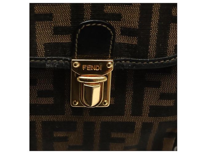 FENDI Zucca Canvas Rucksack Schwarz Braun Auth 134435 - Ansicht 20