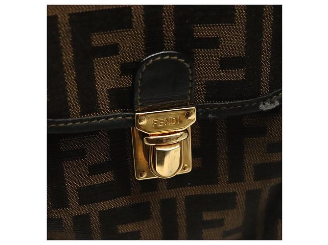 FENDI Zucca Canvas Rucksack Schwarz Braun Auth 134435 - Ansicht 21