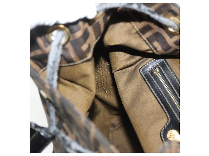 FENDI Zucca Canvas Rucksack Schwarz Braun Auth 134435 - Ansicht 25