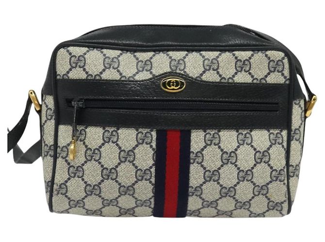 Borsa a Spalla Gucci GG Supreme Sherry Line PVC Blu Navy Oro 32 02 004 Auth 139167 Rosso D'oro - vista 13