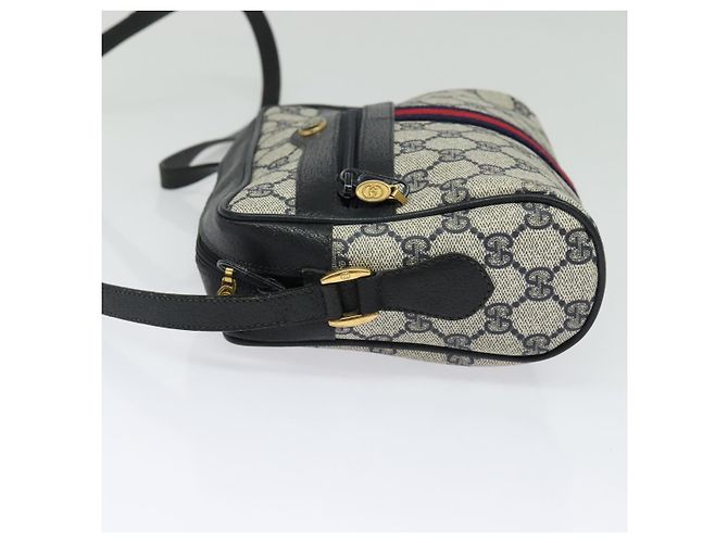 Borsa a Spalla Gucci GG Supreme Sherry Line PVC Blu Navy Oro 32 02 004 Auth 139167 Rosso D'oro - vista 3