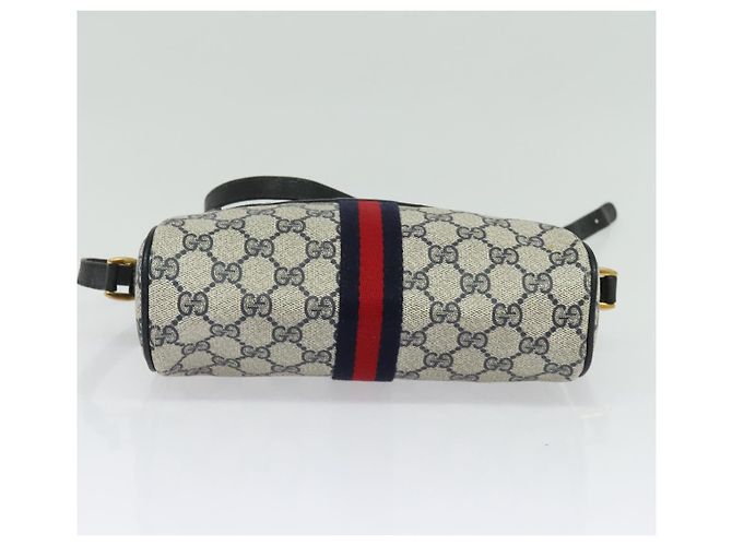 Borsa a Spalla Gucci GG Supreme Sherry Line PVC Blu Navy Oro 32 02 004 Auth 139167 Rosso D'oro - vista 5