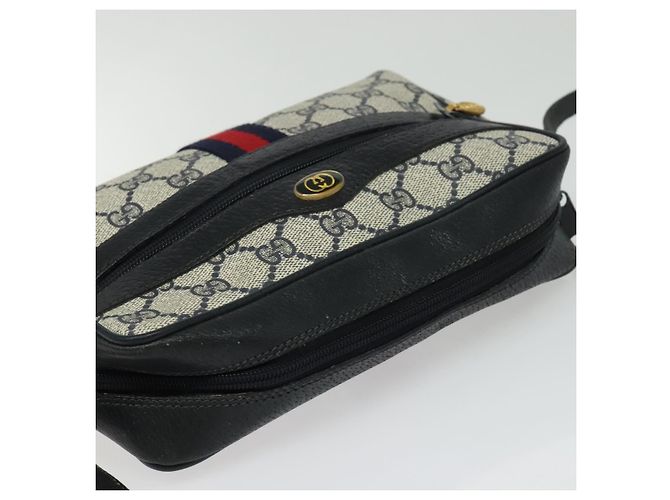 Borsa a Spalla Gucci GG Supreme Sherry Line PVC Blu Navy Oro 32 02 004 Auth 139167 Rosso D'oro - vista 6