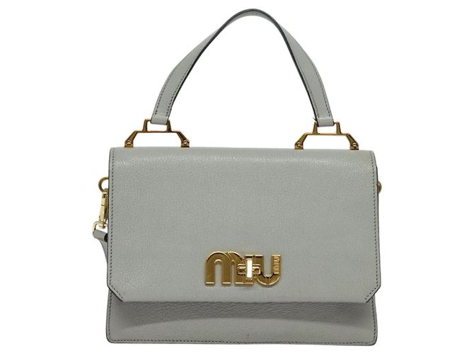 Miu Miu Handtasche Leder 2-Wege Grau Gold Auth yk19199V Braun Golden - Ansicht 13