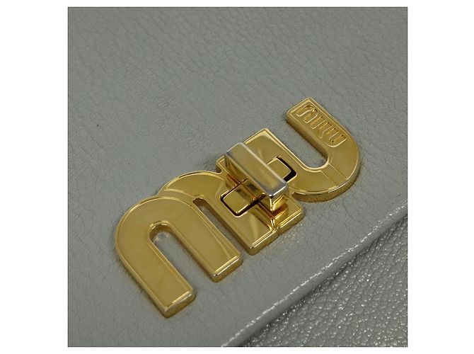 Miu Miu Handtasche Leder 2-Wege Grau Gold Auth yk19199V Braun Golden - Ansicht 20