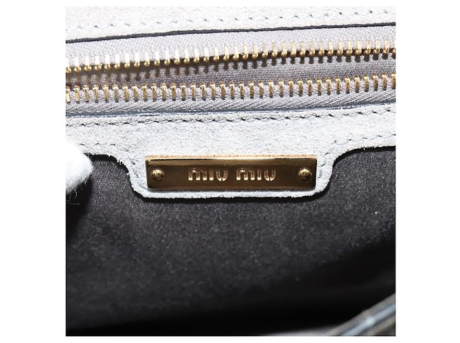 Miu Miu Handtasche Leder 2-Wege Grau Gold Auth yk19199V Braun Golden - Ansicht 22