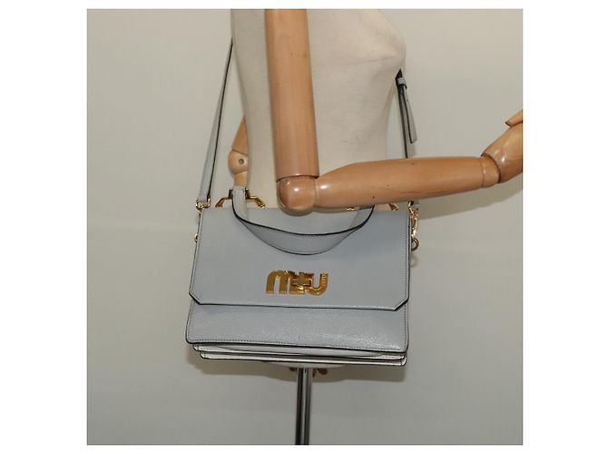 Miu Miu Handtasche Leder 2-Wege Grau Gold Auth yk19199V Braun Golden - Ansicht 31
