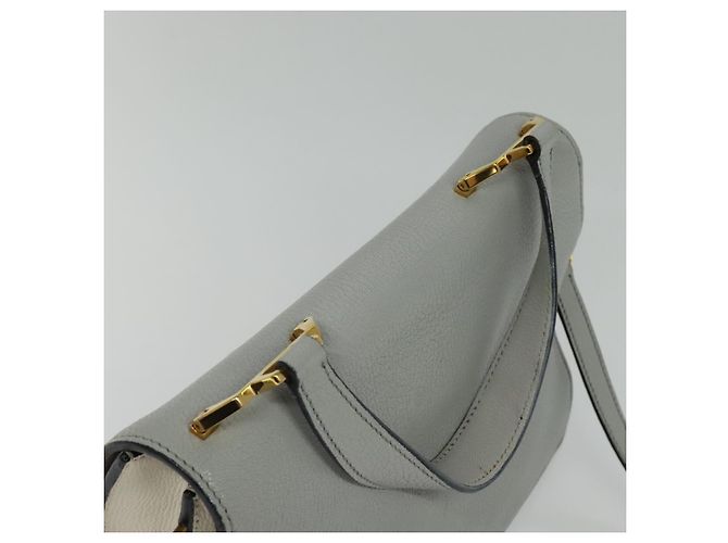 Miu Miu Handtasche Leder 2-Wege Grau Gold Auth yk19199V Braun Golden - Ansicht 6
