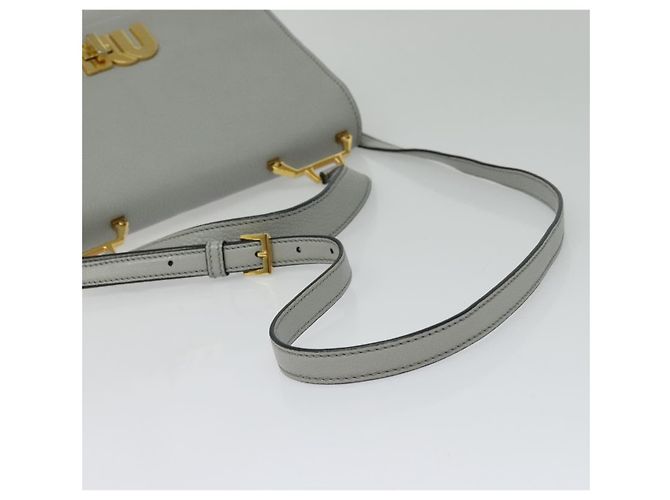 Miu Miu Handtasche Leder 2-Wege Grau Gold Auth yk19199V Braun Golden - Ansicht 8