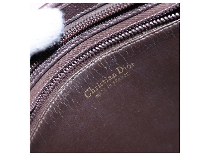 Borsa a Spalla Christian Dior in Pelle Marrone Scuro Oro Auth BA4358 D'oro - vista 11