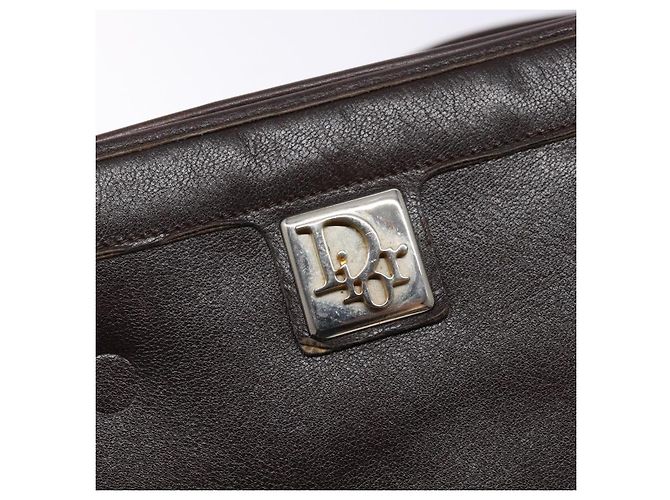 Borsa a Spalla Christian Dior in Pelle Marrone Scuro Oro Auth BA4358 D'oro - vista 18